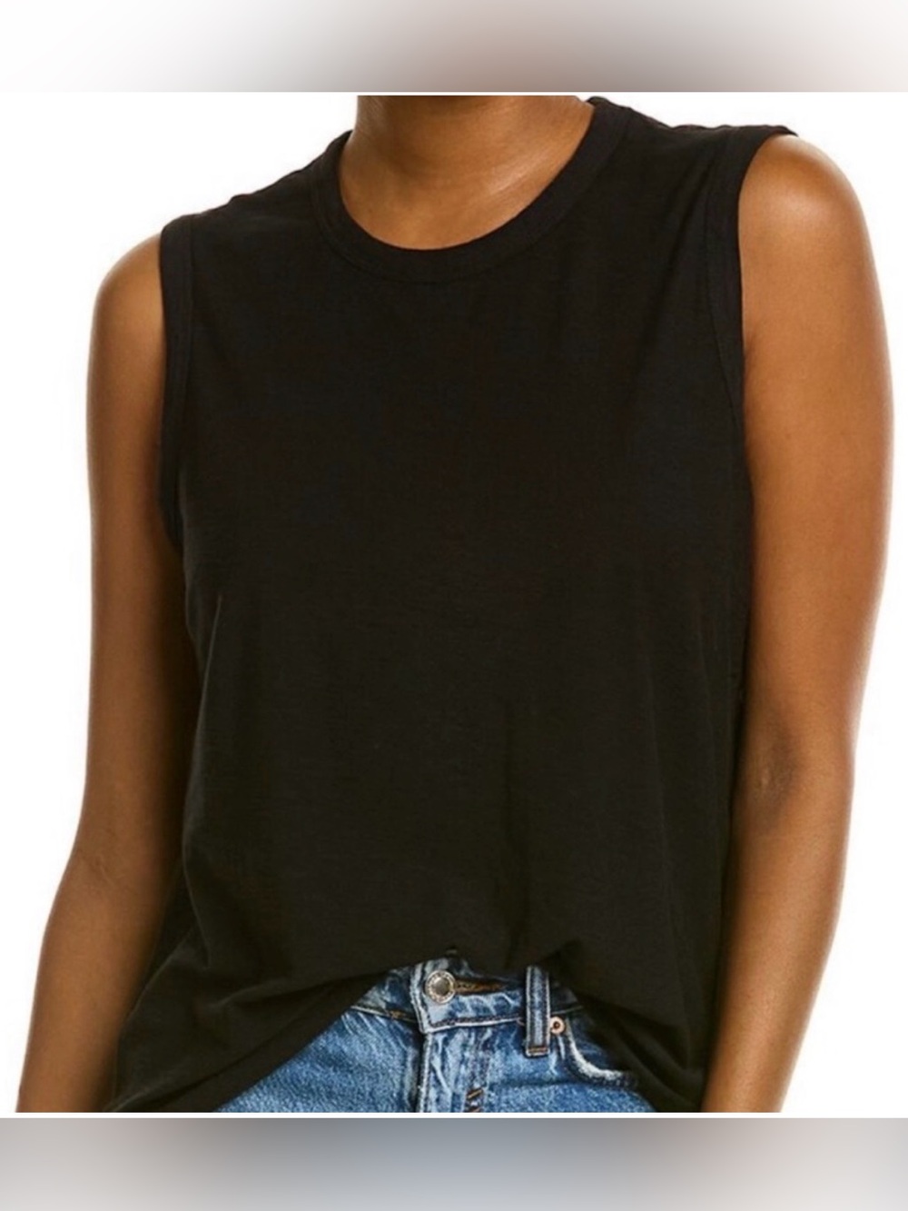 James Perse Slub Jersey Cotton Modal Muscle Tank Top Black Size Medium 2 NWOT